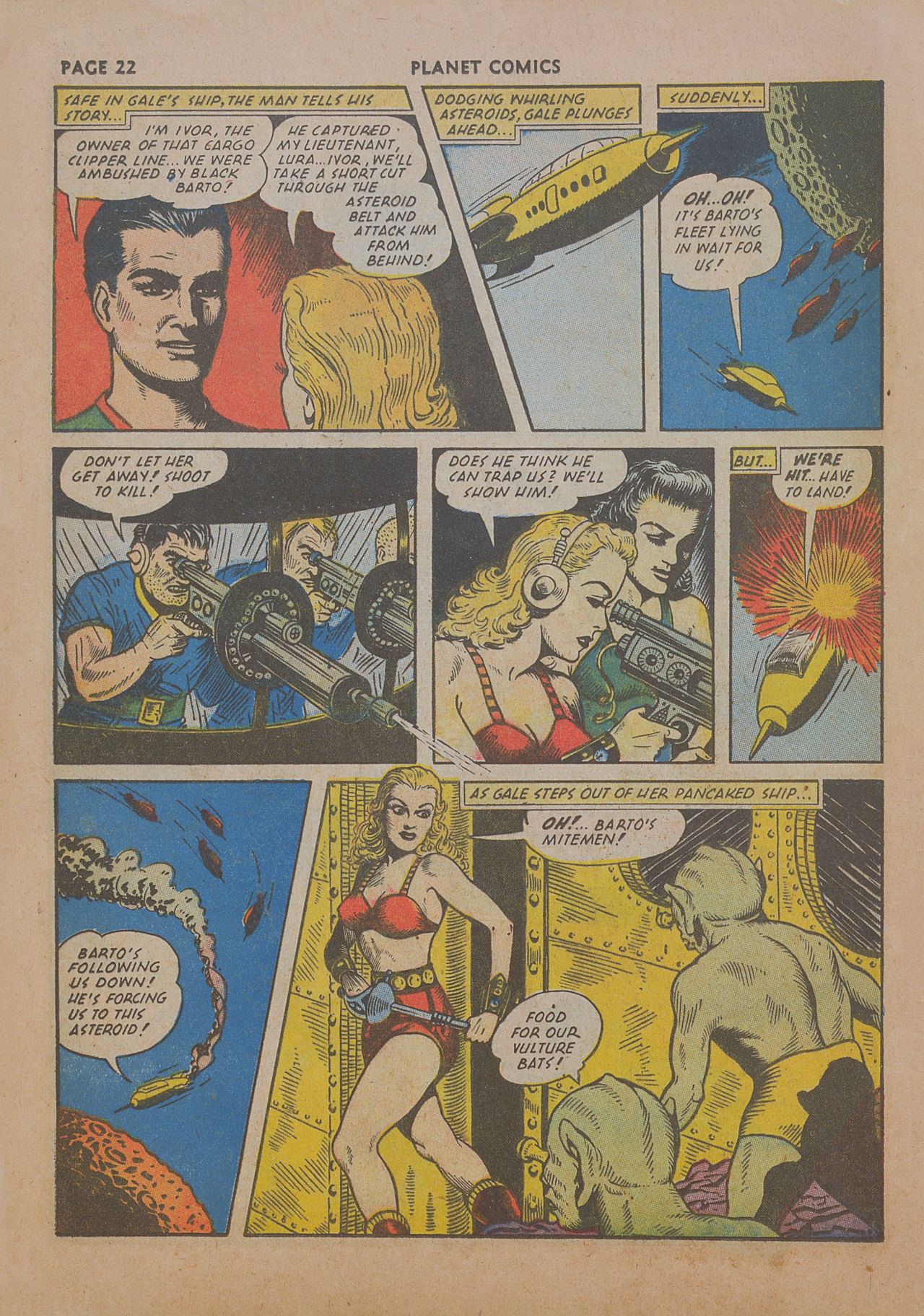 Planet Comics #19 (Fiction House), page 24. Public domain (US).