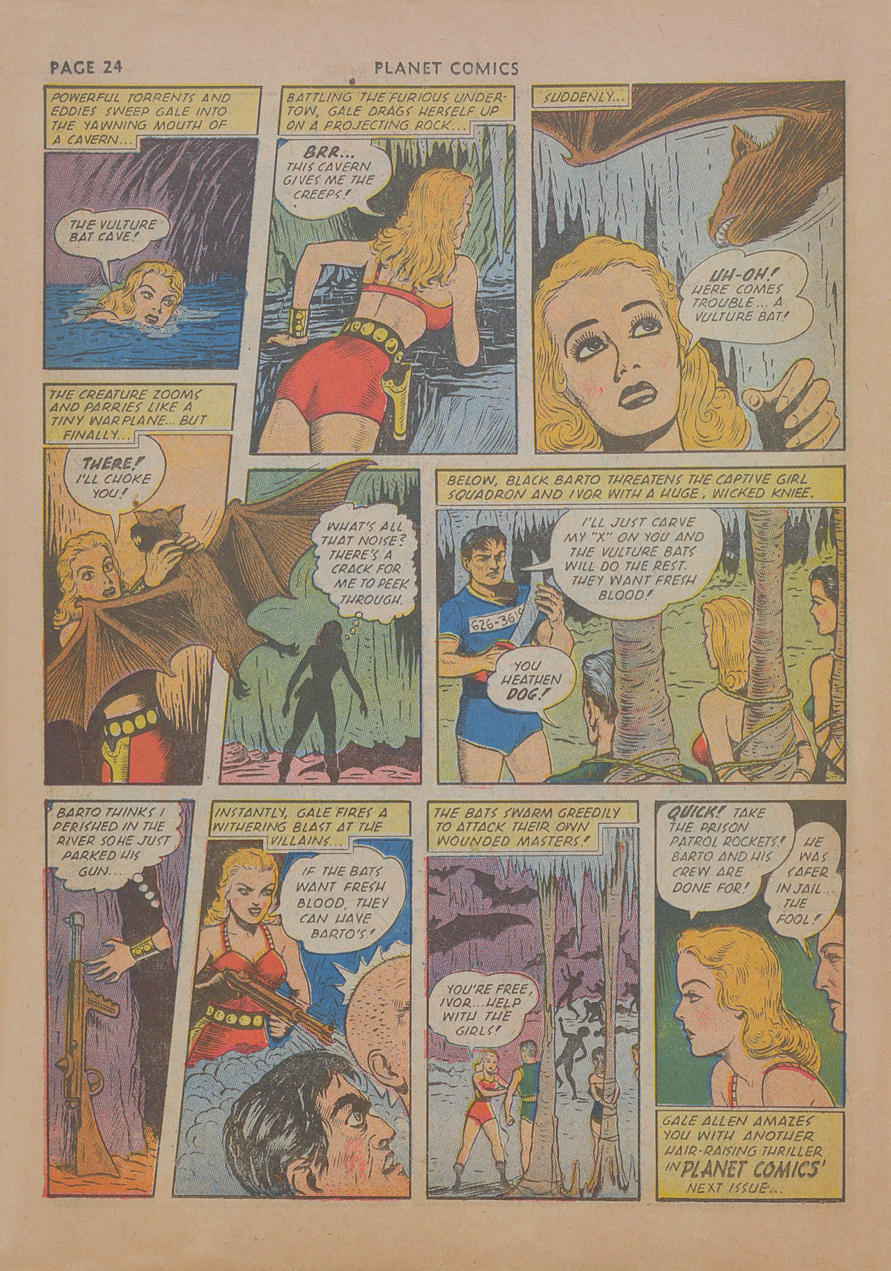 Planet Comics #19 (Fiction House), page 26. Public domain (US).