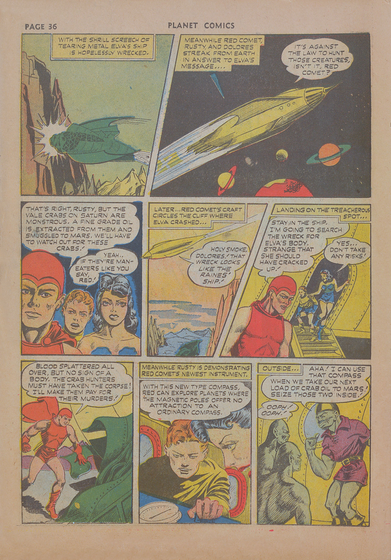 Planet Comics #19 (Fiction House), page 37. Public domain (US).