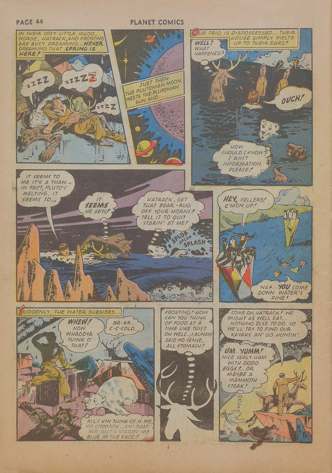 Planet Comics #19 (Fiction House), page 45. Public domain (US).