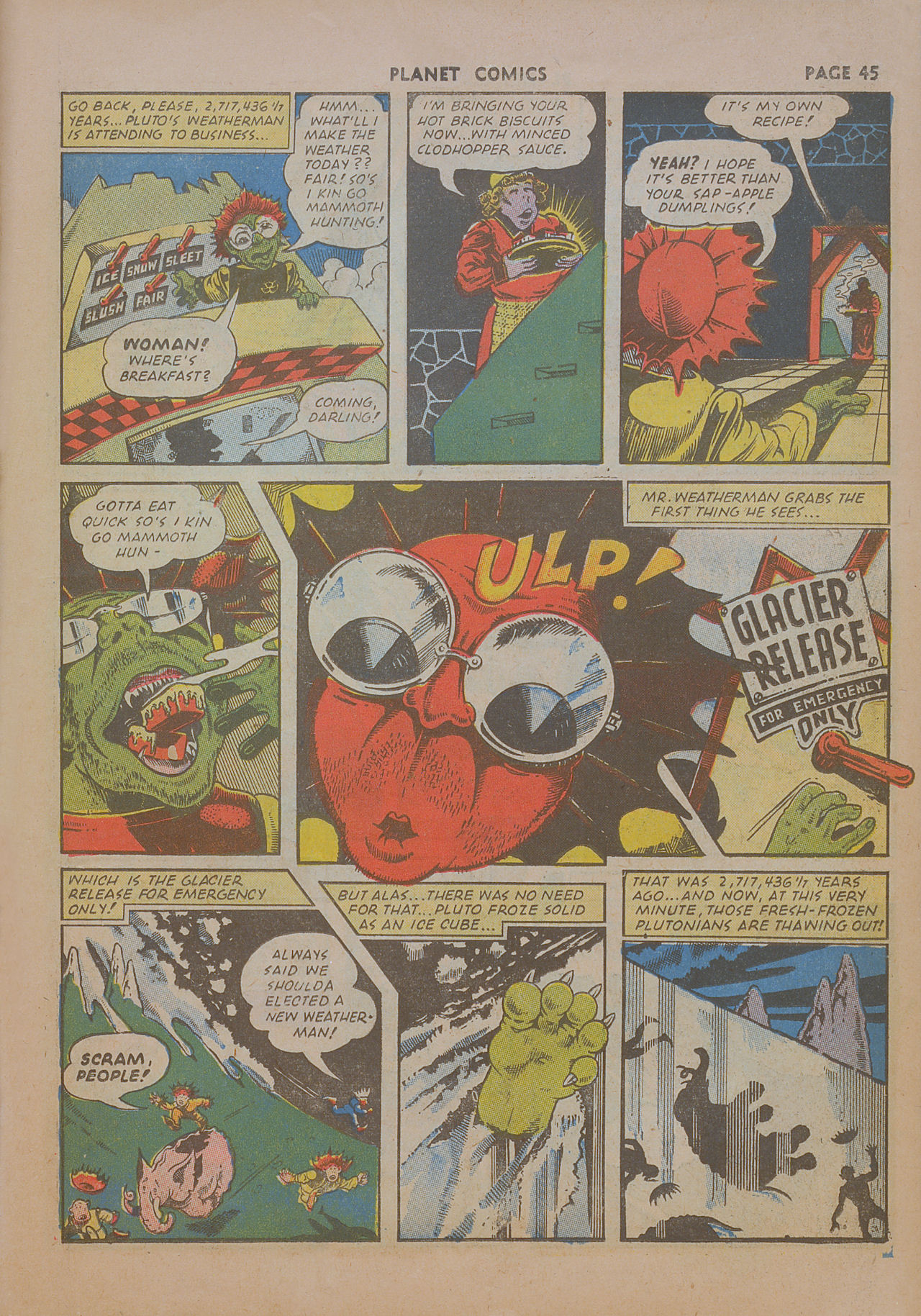 Planet Comics #19 (Fiction House), page 46. Public domain (US).