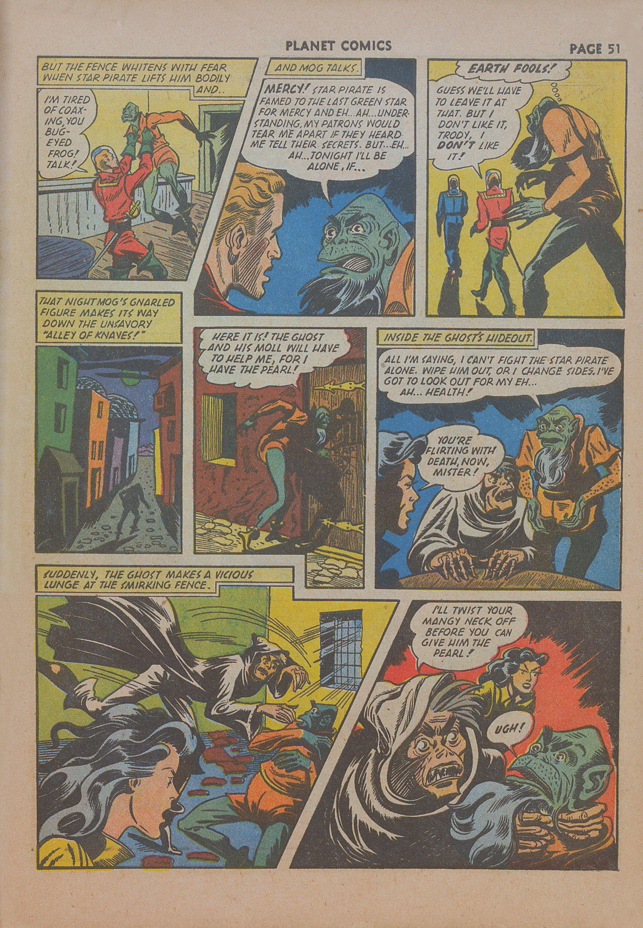 Planet Comics #19 (Fiction House), page 52. Public domain (US).