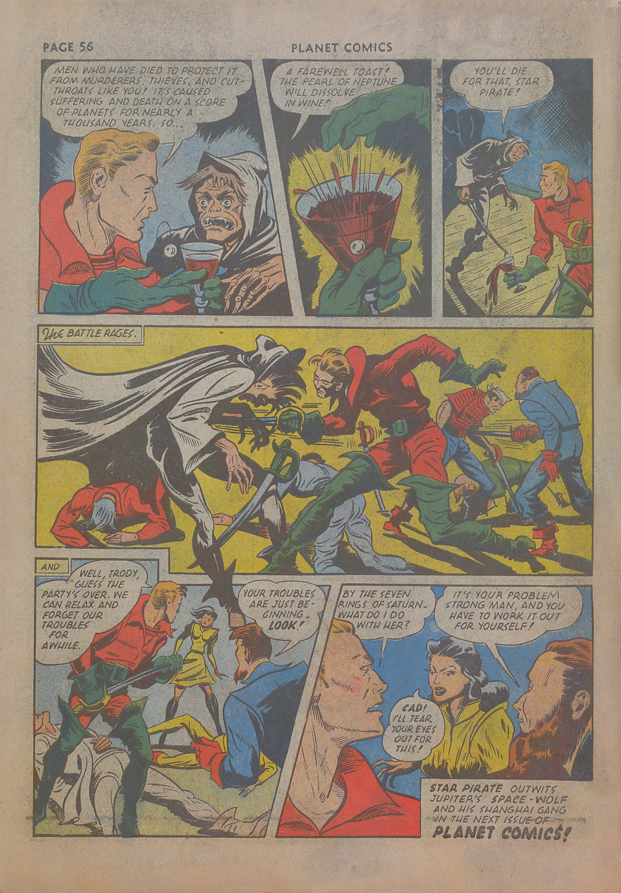 Planet Comics #19 (Fiction House), page 57. Public domain (US).