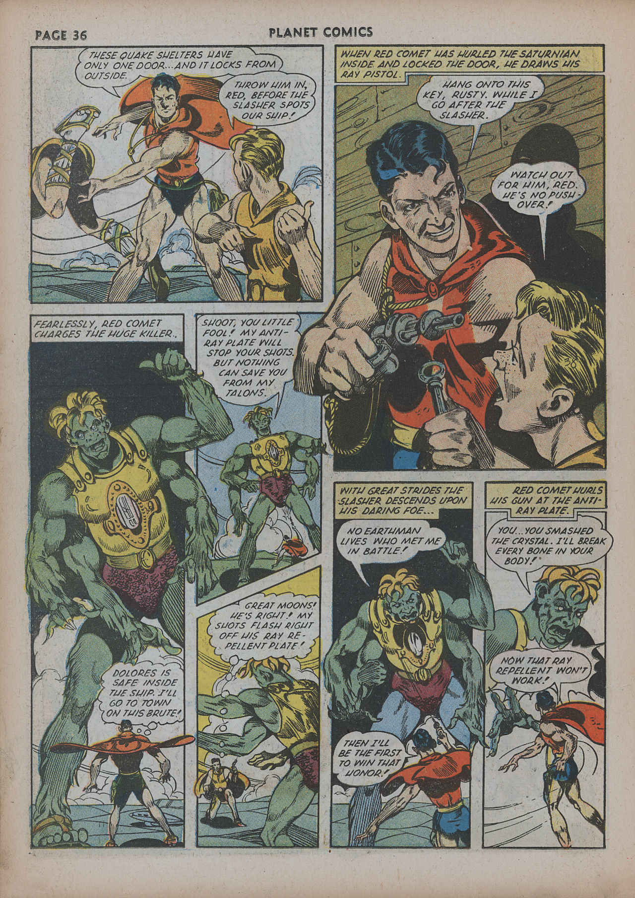 Planet Comics #20 (Fiction House), page 38. Public domain (US).