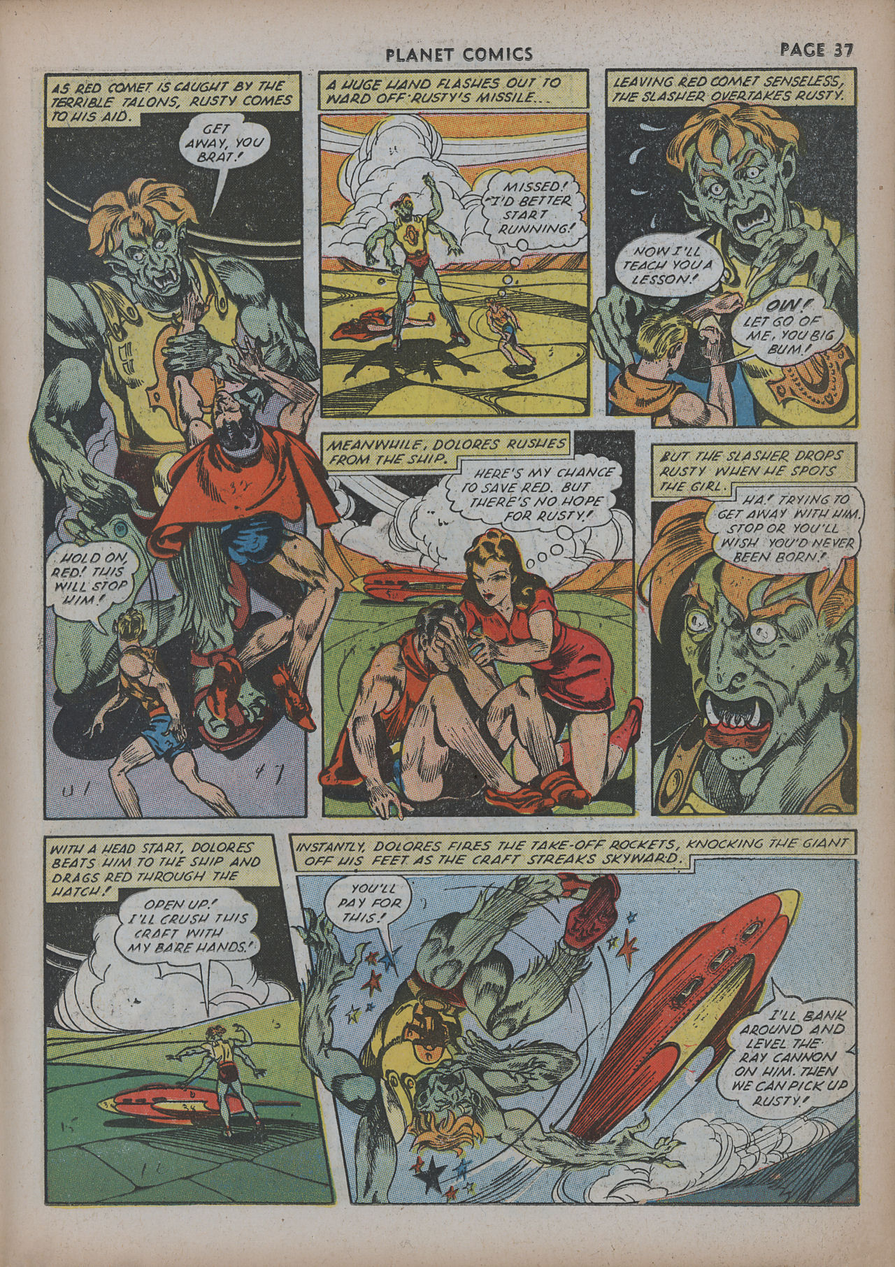 Planet Comics #20 (Fiction House), page 39. Public domain (US).