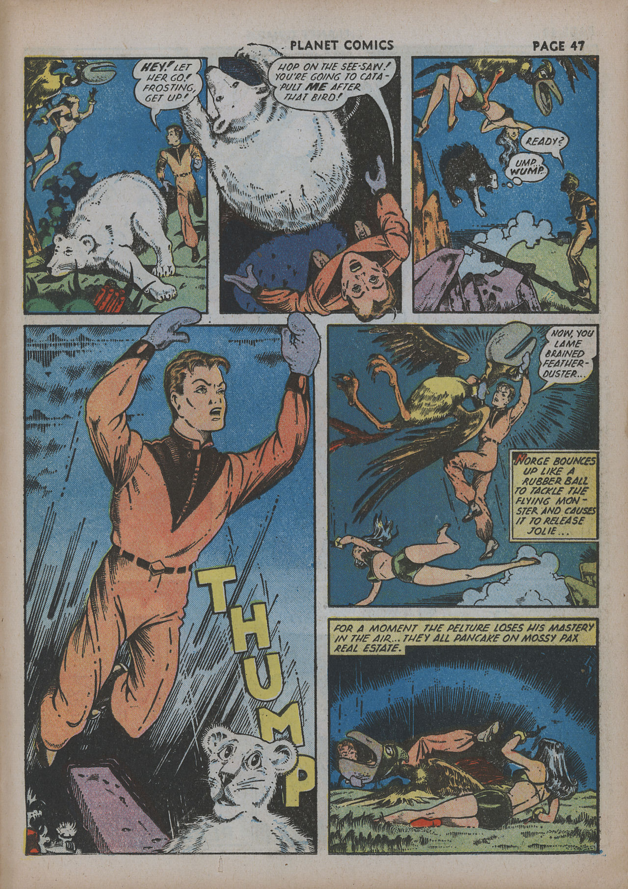 Planet Comics #20 (Fiction House), page 49. Public domain (US).