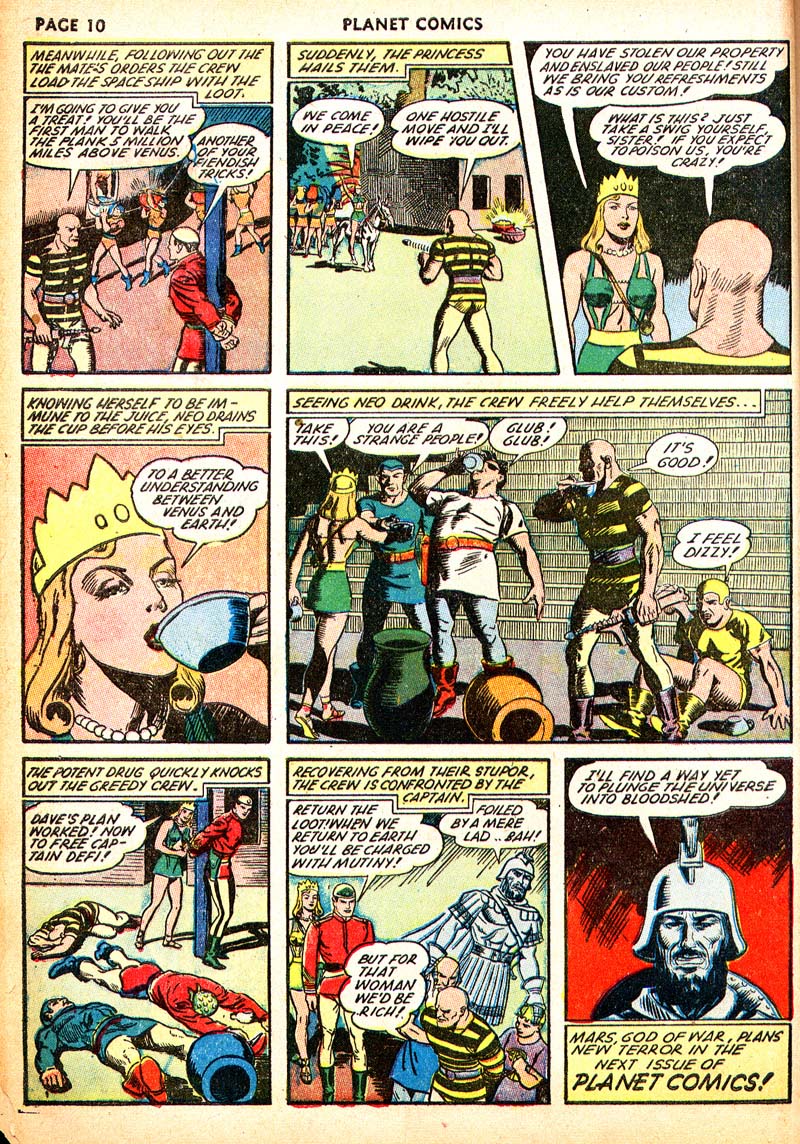 Planet Comics #21 (Fiction House), page 12. Public domain (US).