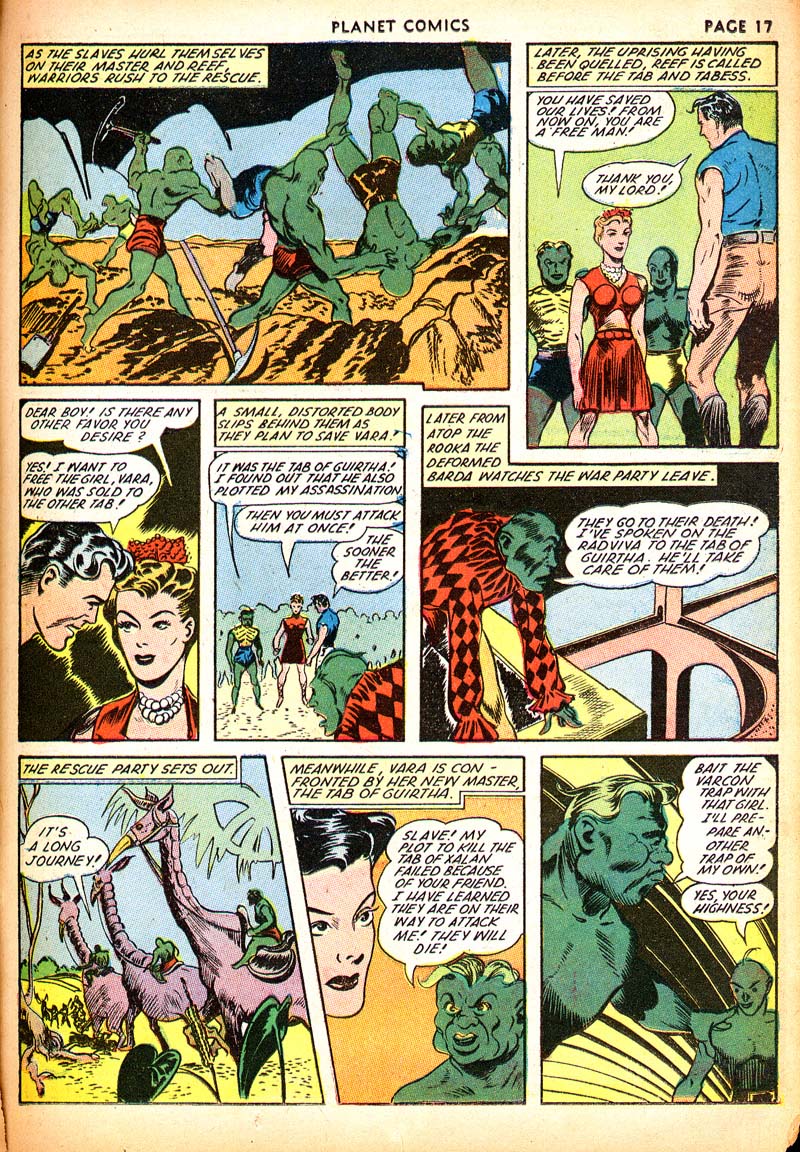Planet Comics #21 (Fiction House), page 19. Public domain (US).
