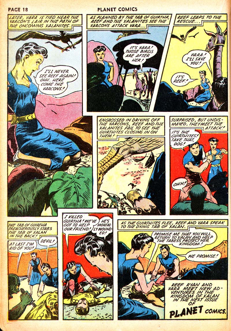 Planet Comics #21 (Fiction House), page 20. Public domain (US).