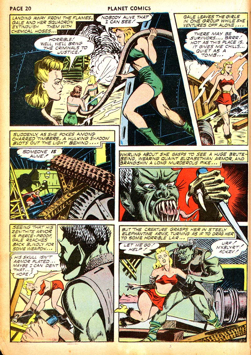 Planet Comics #21 (Fiction House), page 22. Public domain (US).