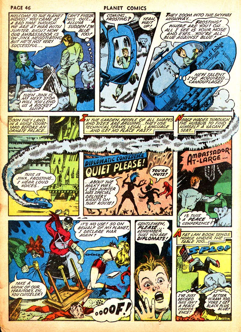 Planet Comics #21 (Fiction House), page 49. Public domain (US).