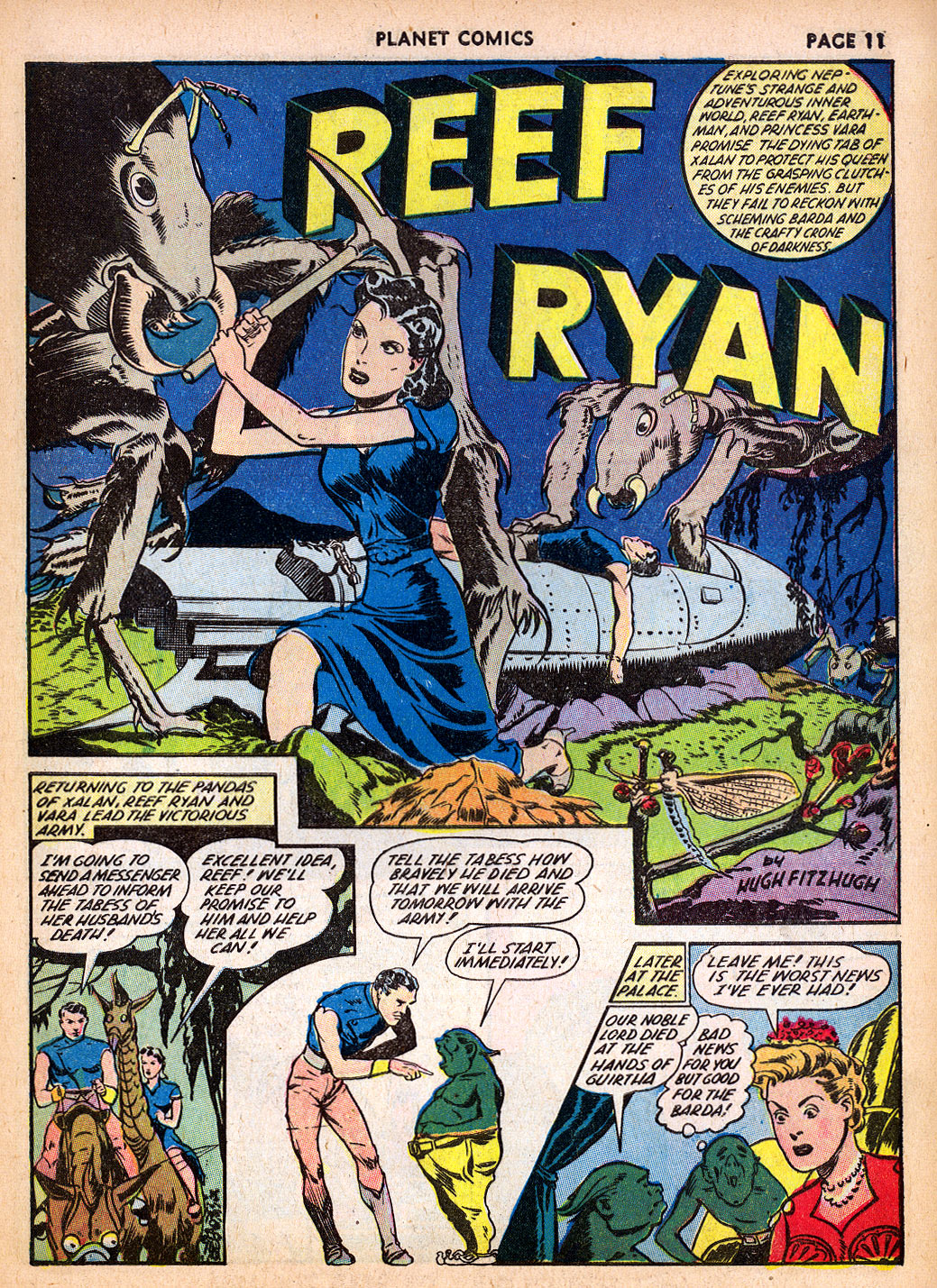 Planet Comics #22 (Fiction House), page 13. Public domain (US).
