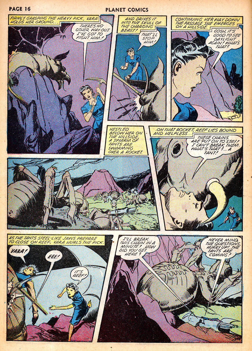 Planet Comics #22 (Fiction House), page 18. Public domain (US).