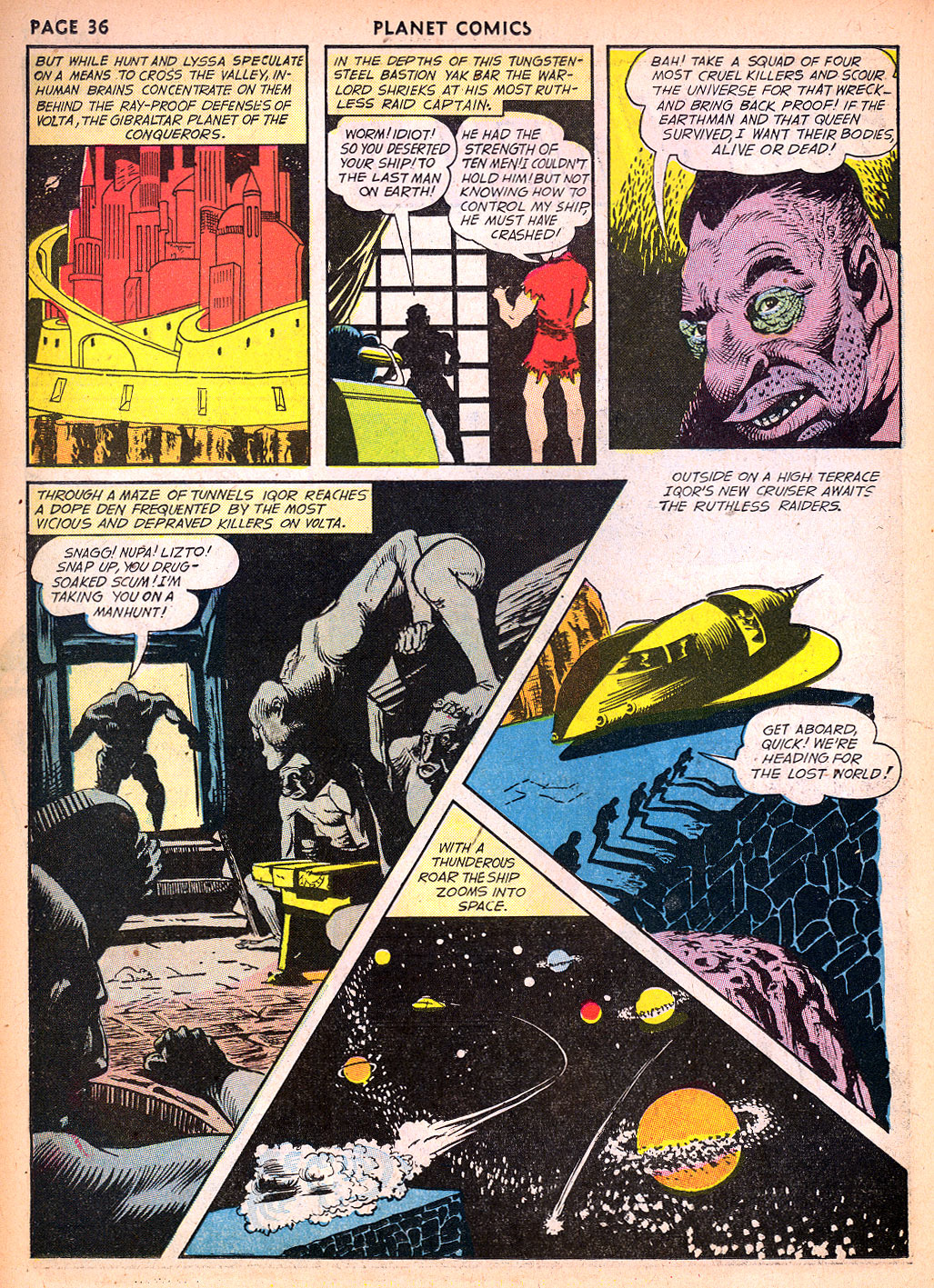 Planet Comics #22 (Fiction House), page 37. Public domain (US).