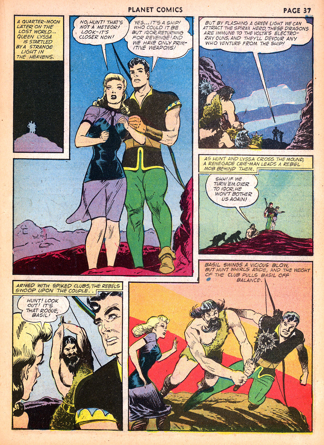 Planet Comics #22 (Fiction House), page 38. Public domain (US).