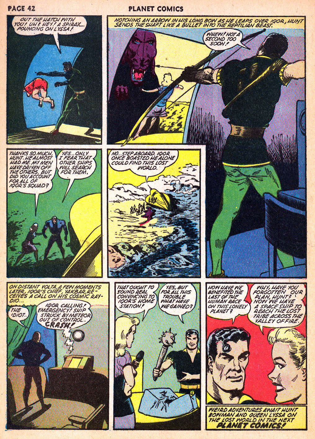 Planet Comics #22 (Fiction House), page 43. Public domain (US).