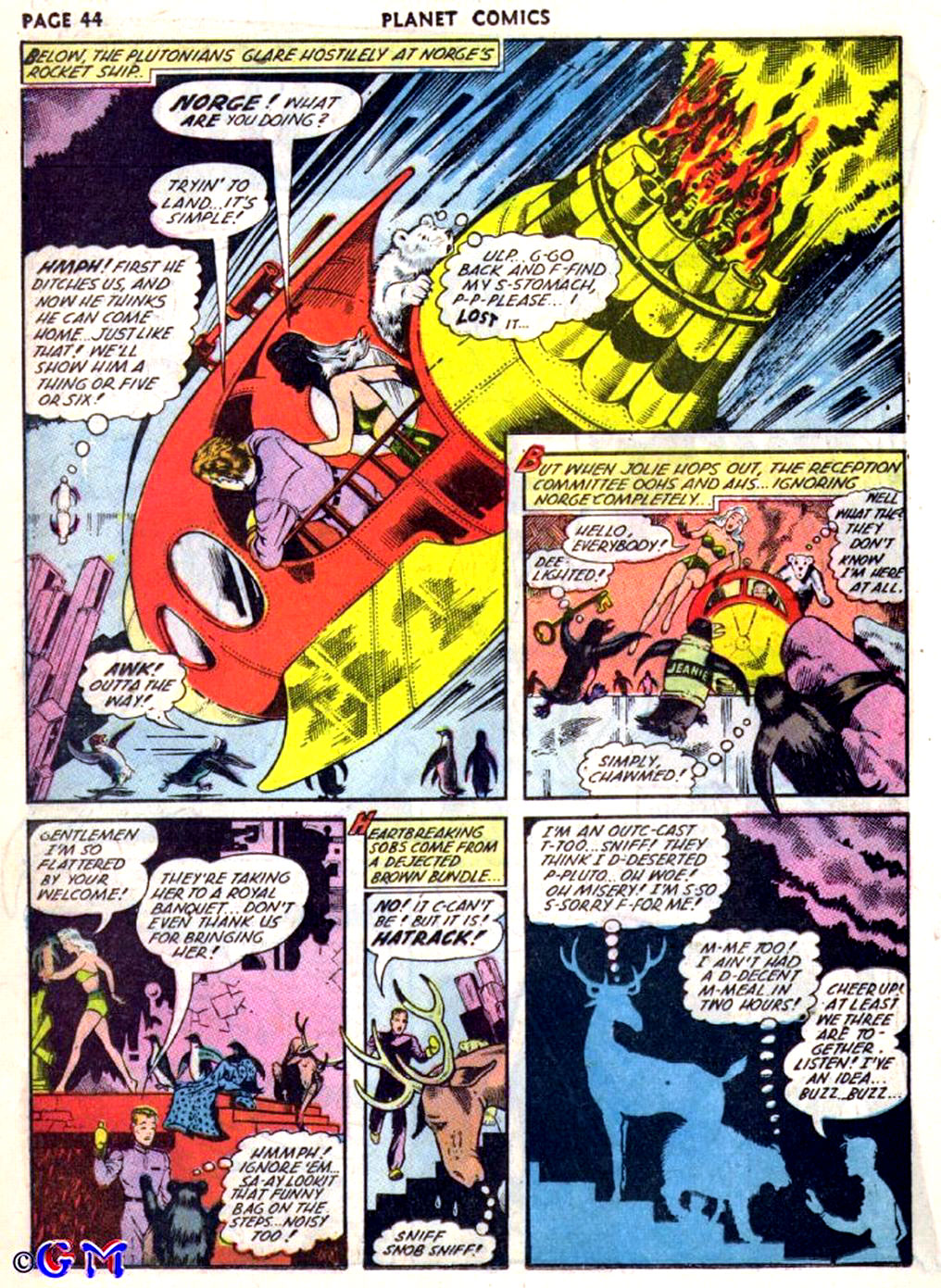 Planet Comics #22 (Fiction House), page 45. Public domain (US).