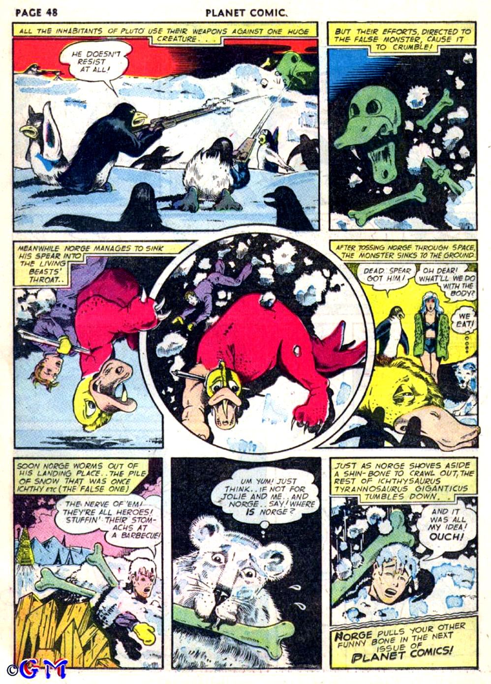 Planet Comics #22 (Fiction House), page 49. Public domain (US).