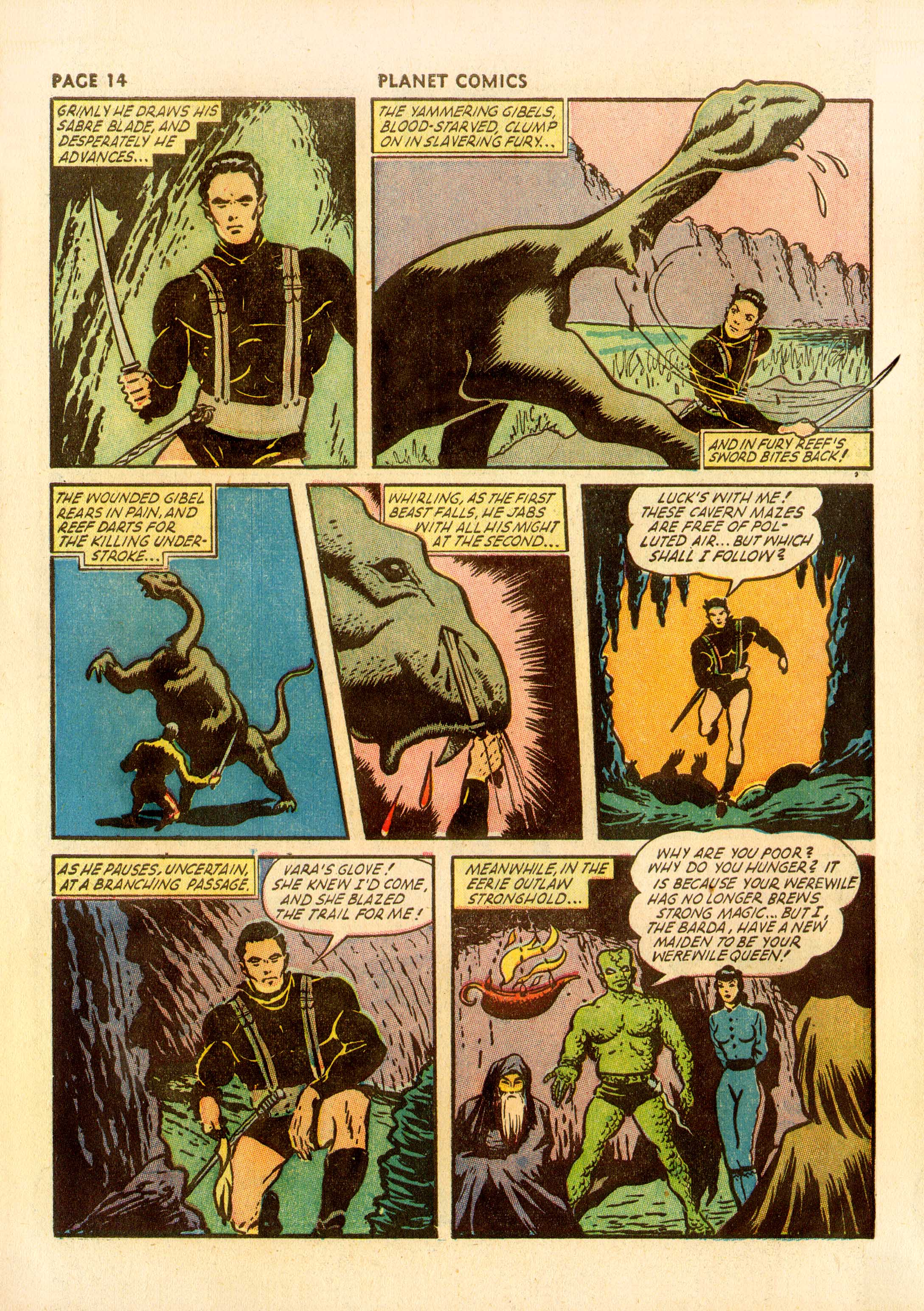 Planet Comics #23 (Fiction House), page 16. Public domain (US).