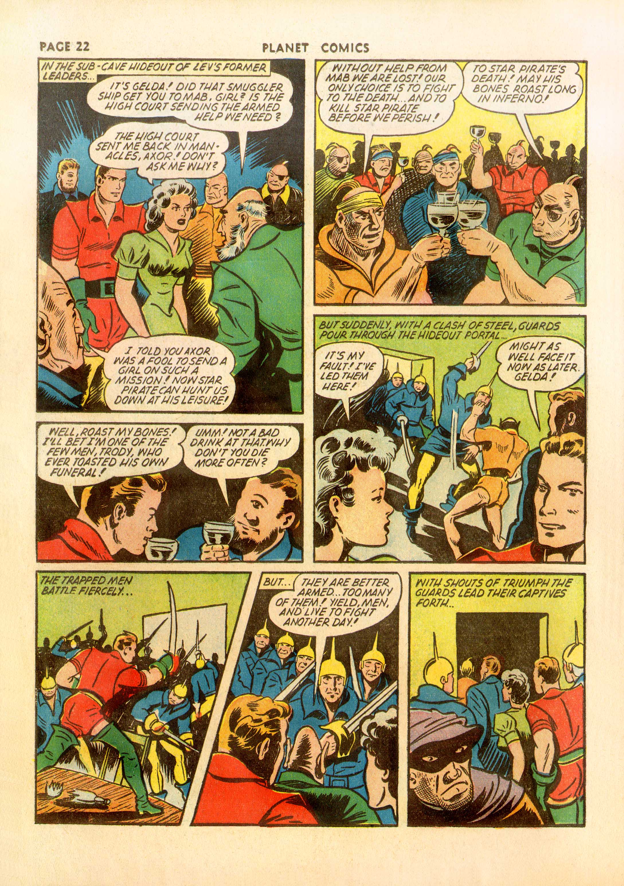 Planet Comics #23 (Fiction House), page 24. Public domain (US).
