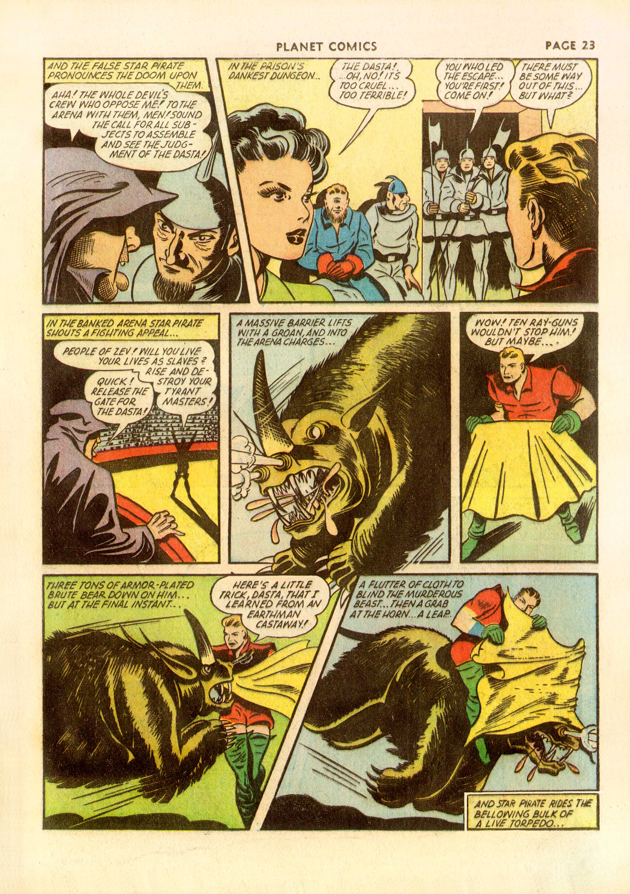 Planet Comics #23 (Fiction House), page 25. Public domain (US).