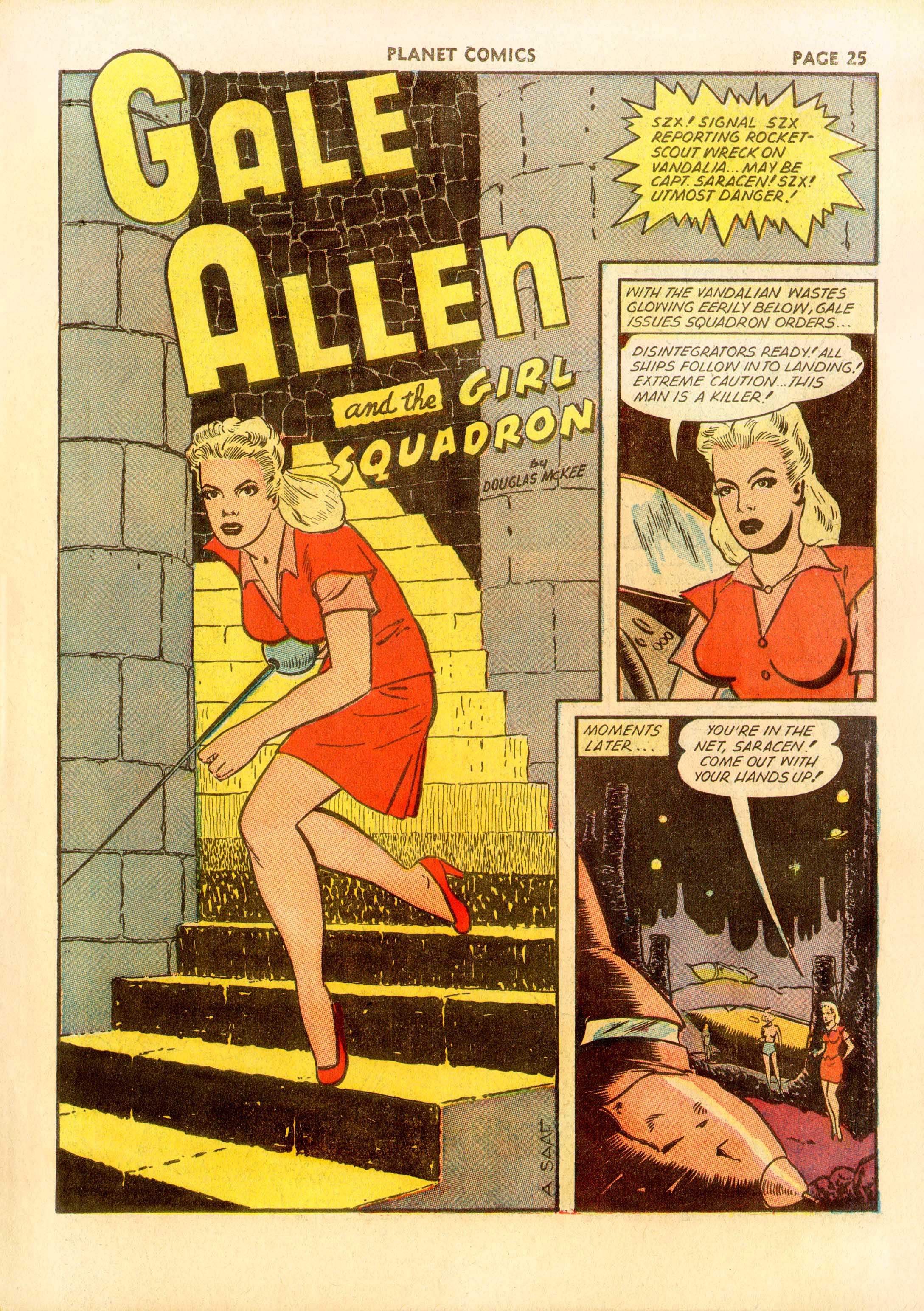 Planet Comics #23 (Fiction House), page 27. Public domain (US).