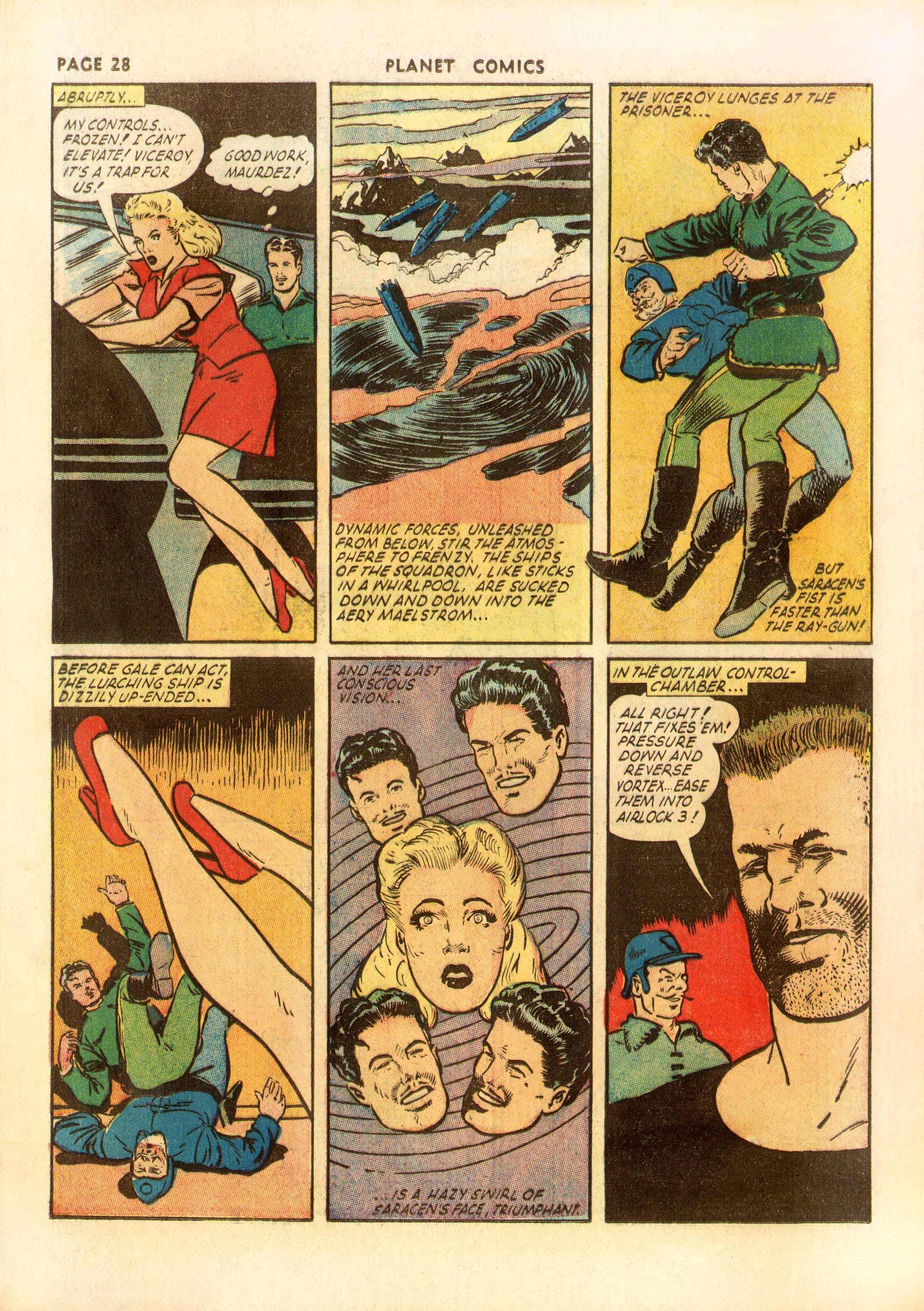 Planet Comics #23 (Fiction House), page 30. Public domain (US).