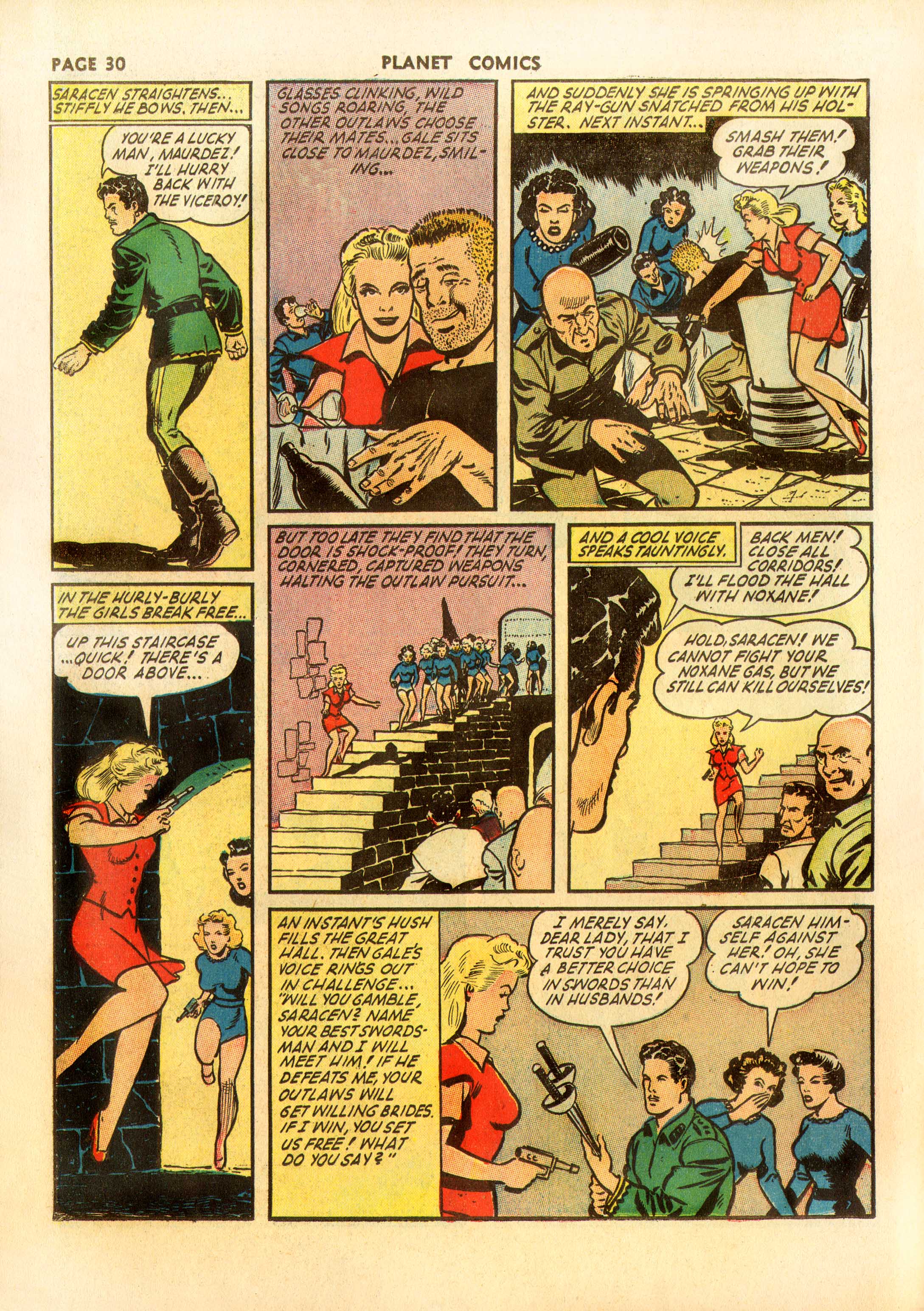 Planet Comics #23 (Fiction House), page 32. Public domain (US).