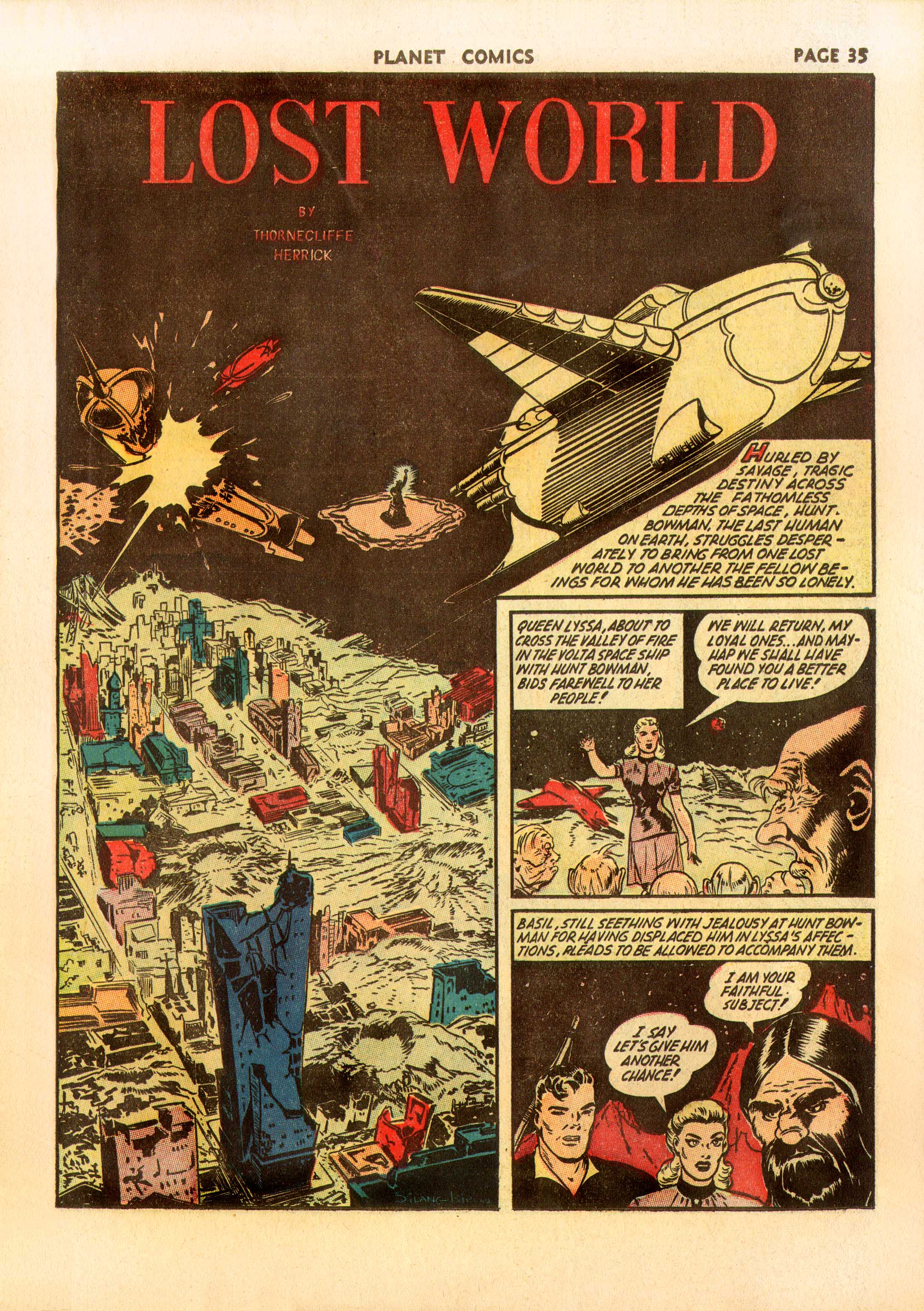 Planet Comics #23 (Fiction House), page 36. Public domain (US).