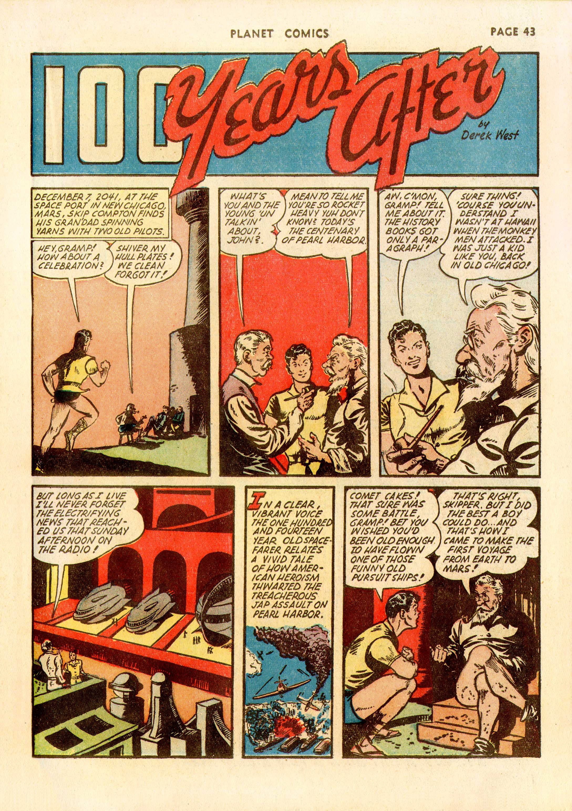 Planet Comics #23 (Fiction House), page 44. Public domain (US).
