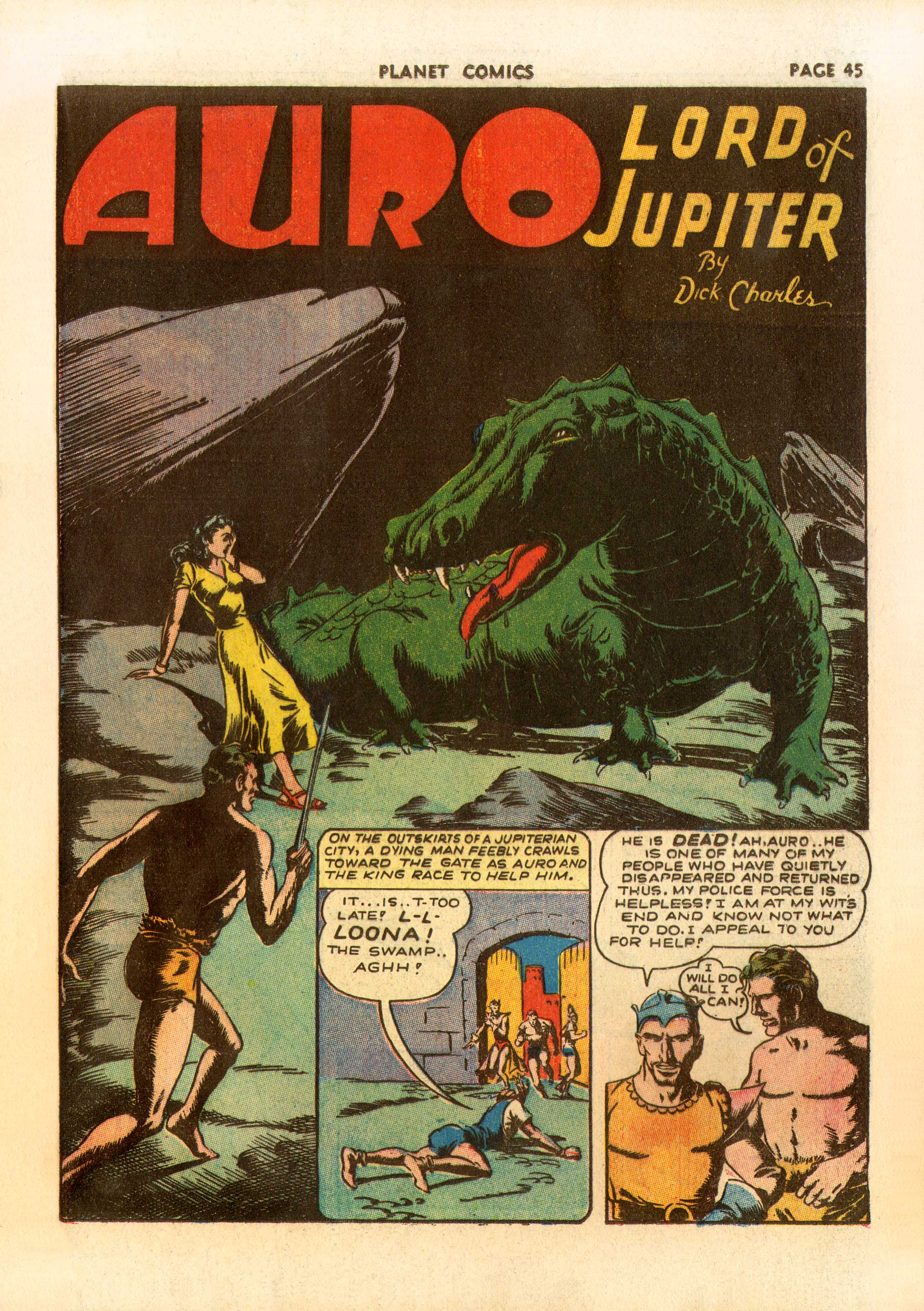Planet Comics #23 (Fiction House), page 46. Public domain (US).