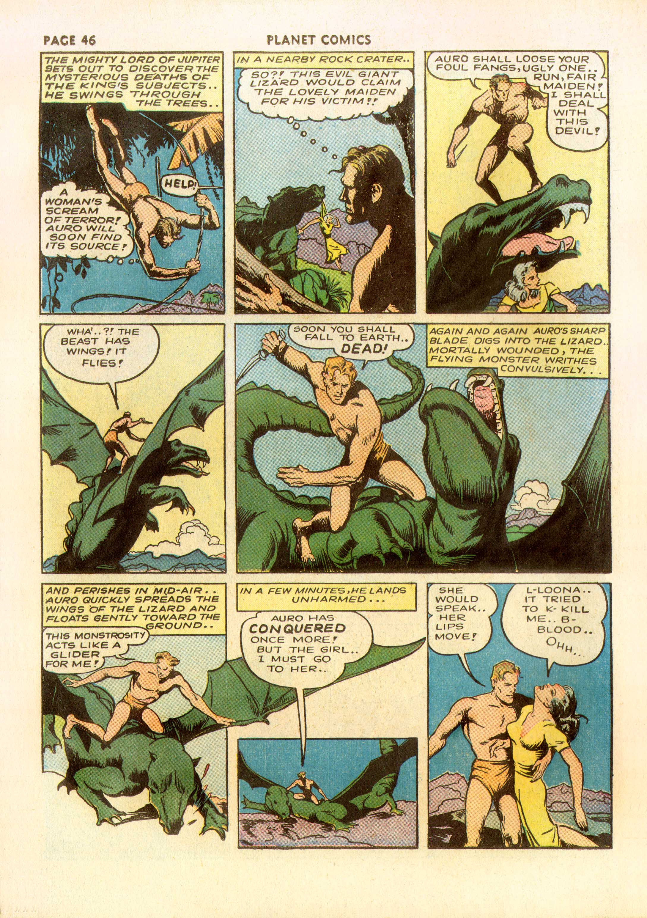 Planet Comics #23 (Fiction House), page 47. Public domain (US).