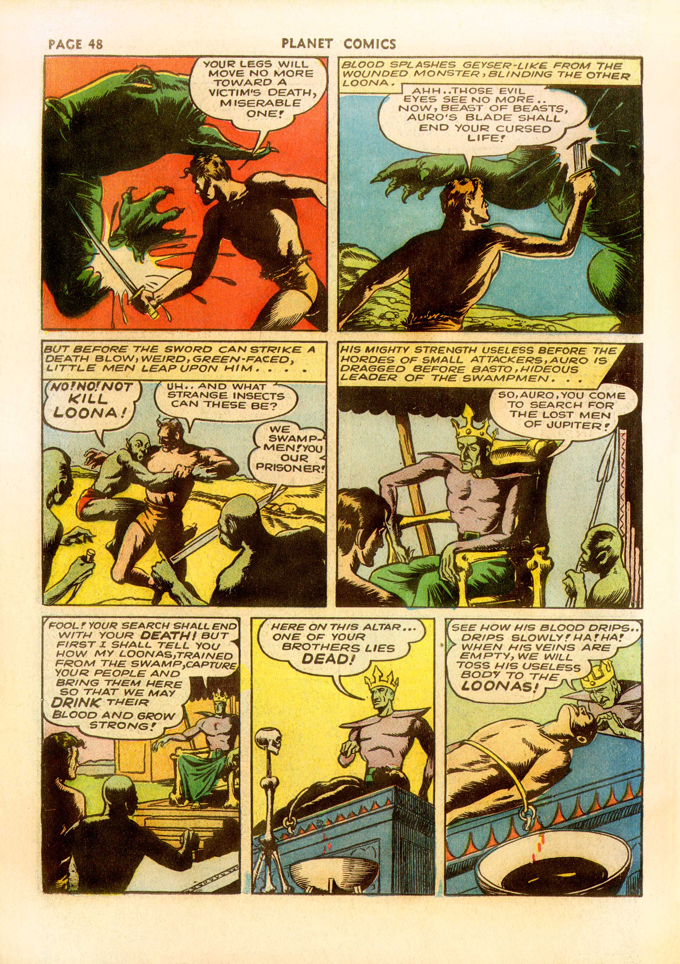 Planet Comics #23 (Fiction House), page 49. Public domain (US).