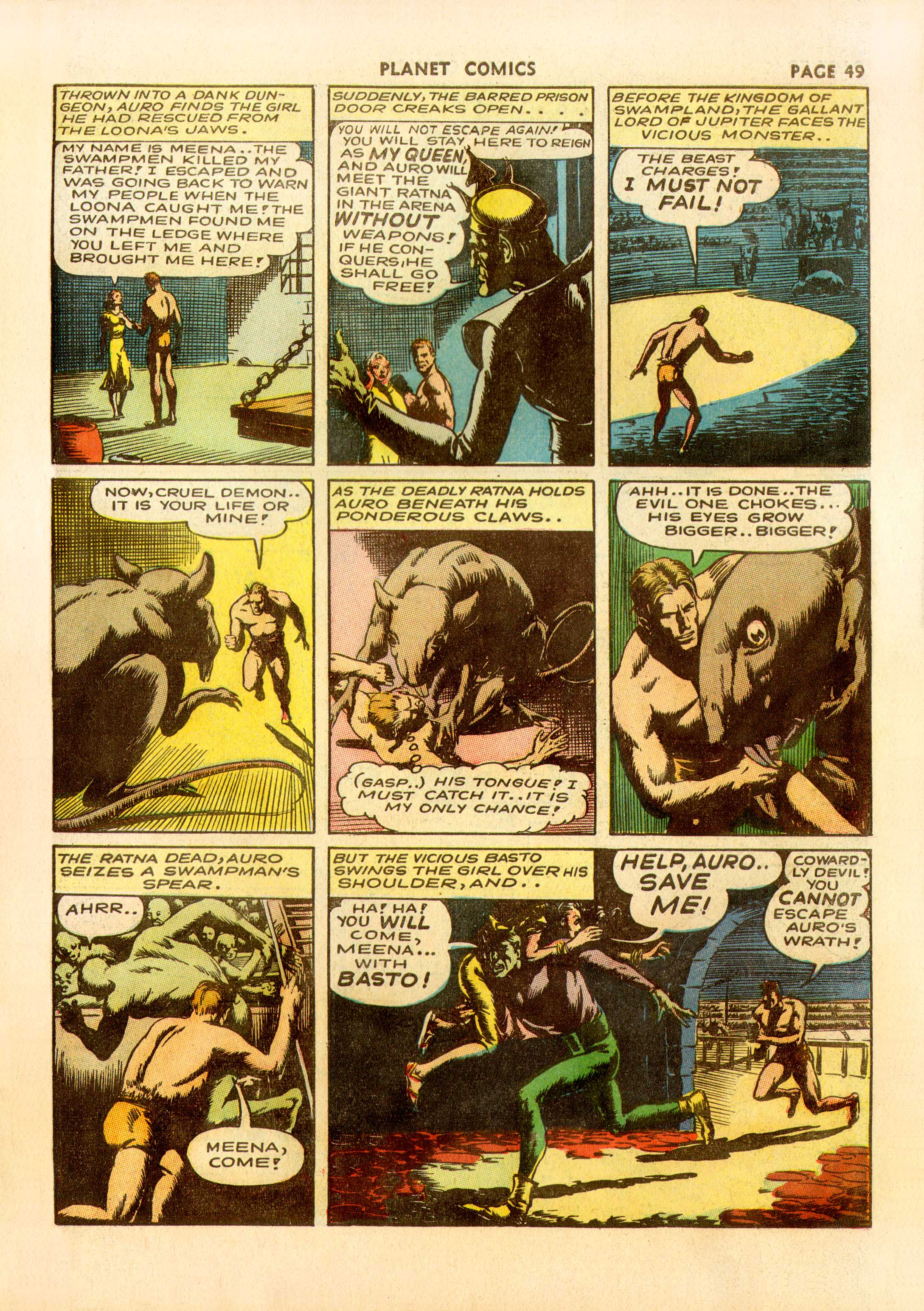 Planet Comics #23 (Fiction House), page 50. Public domain (US).