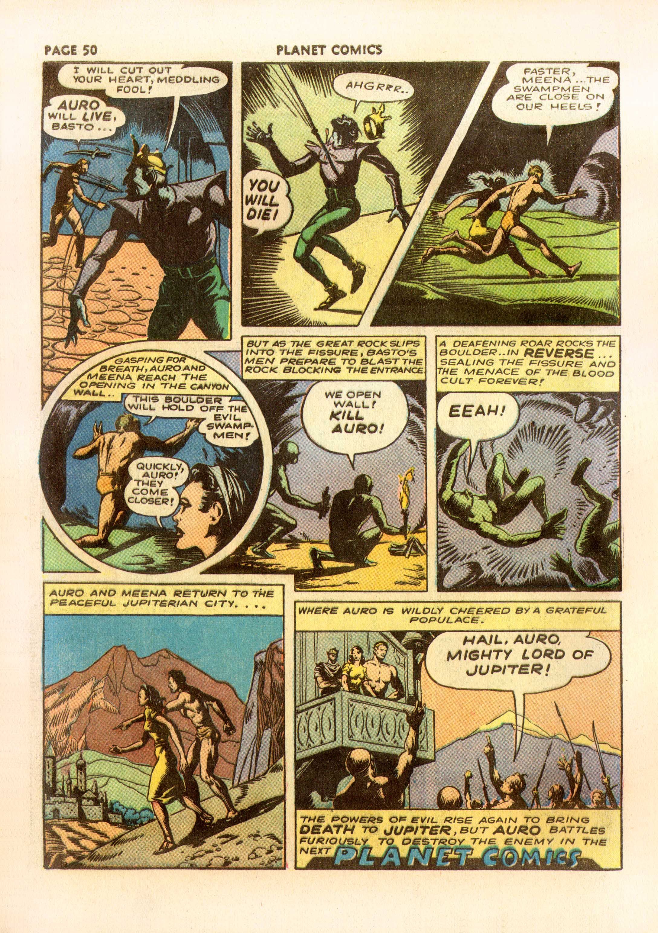 Planet Comics #23 (Fiction House), page 51. Public domain (US).