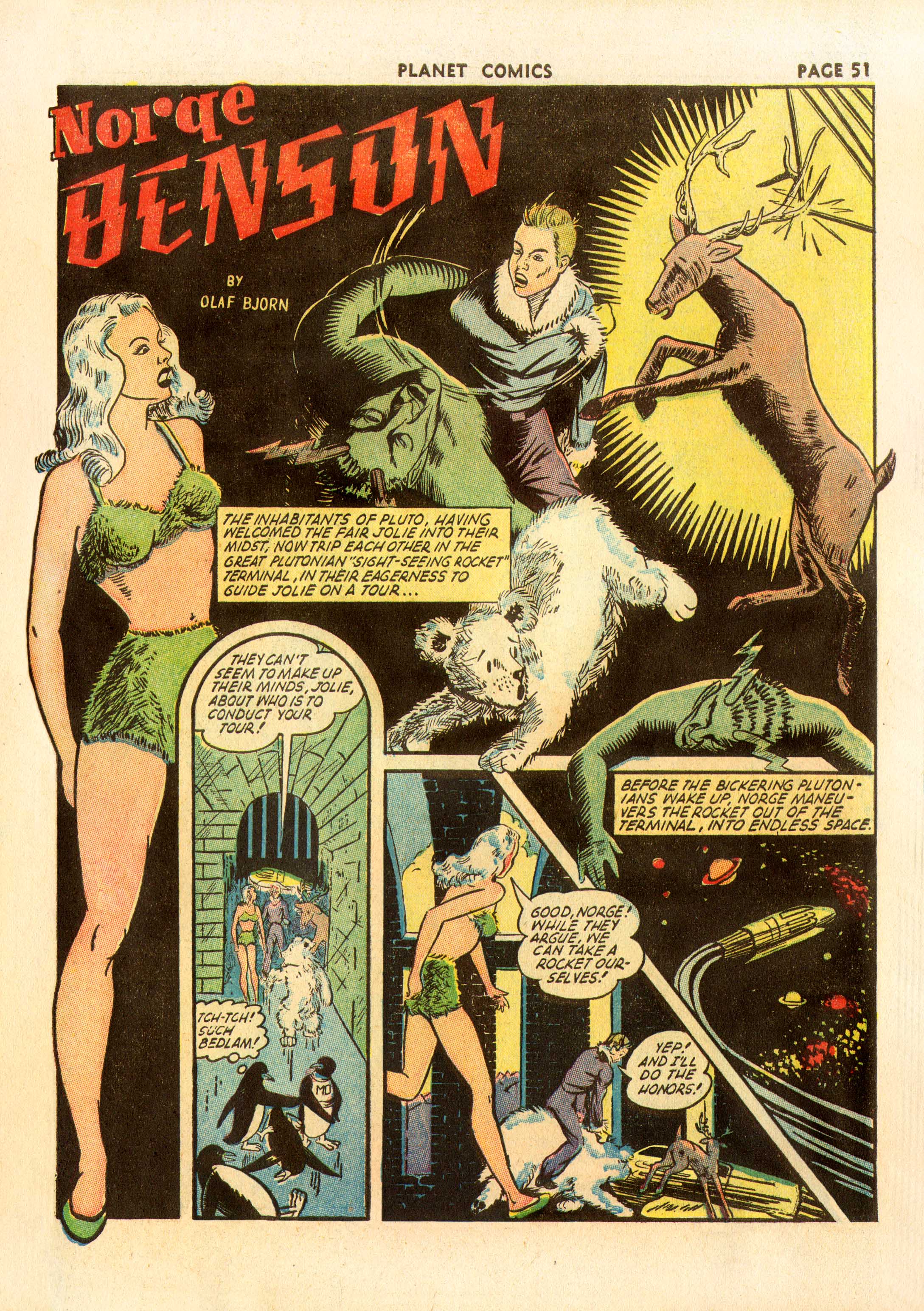 Planet Comics #23 (Fiction House), page 52. Public domain (US).