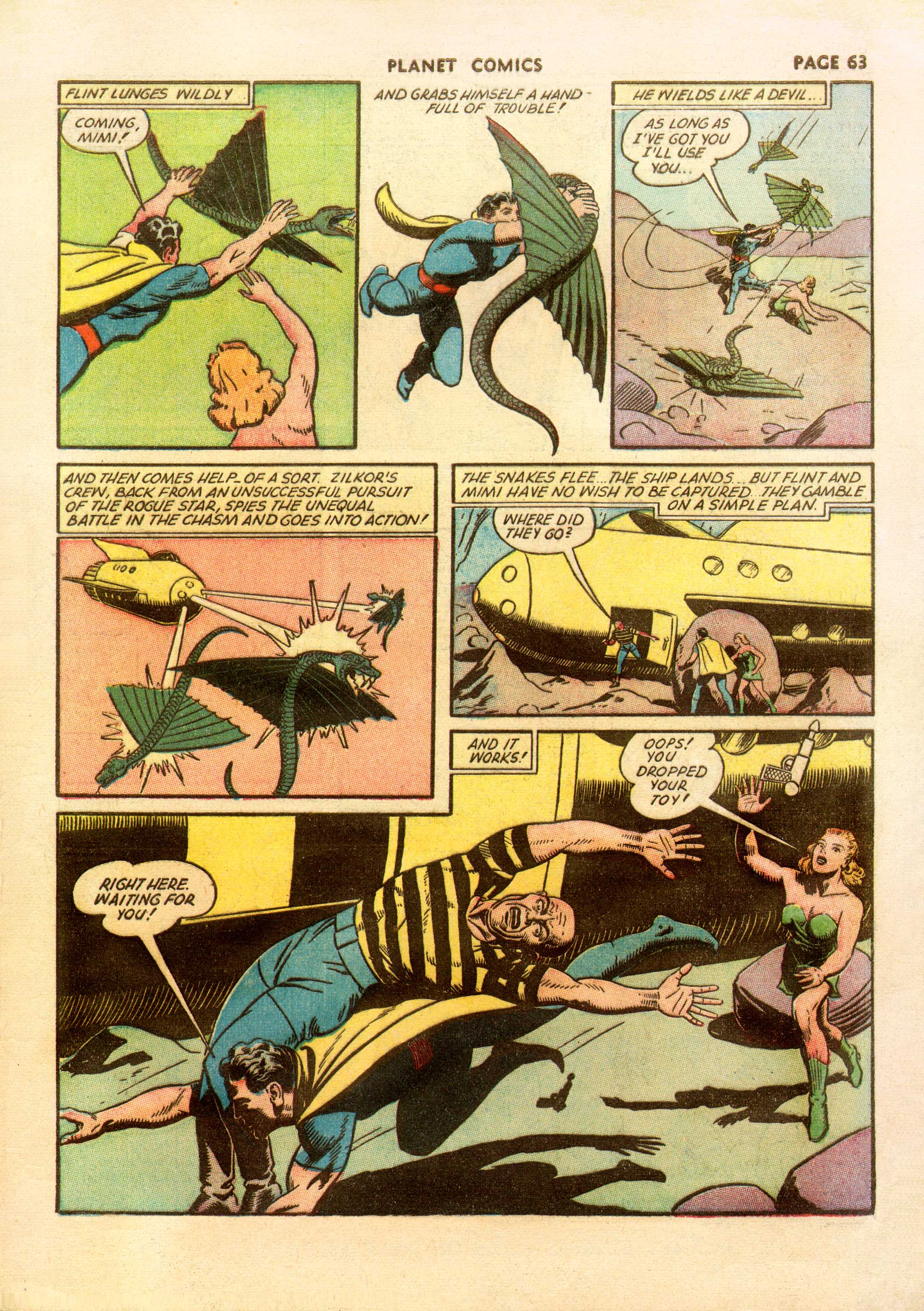 Planet Comics #23 (Fiction House), page 64. Public domain (US).