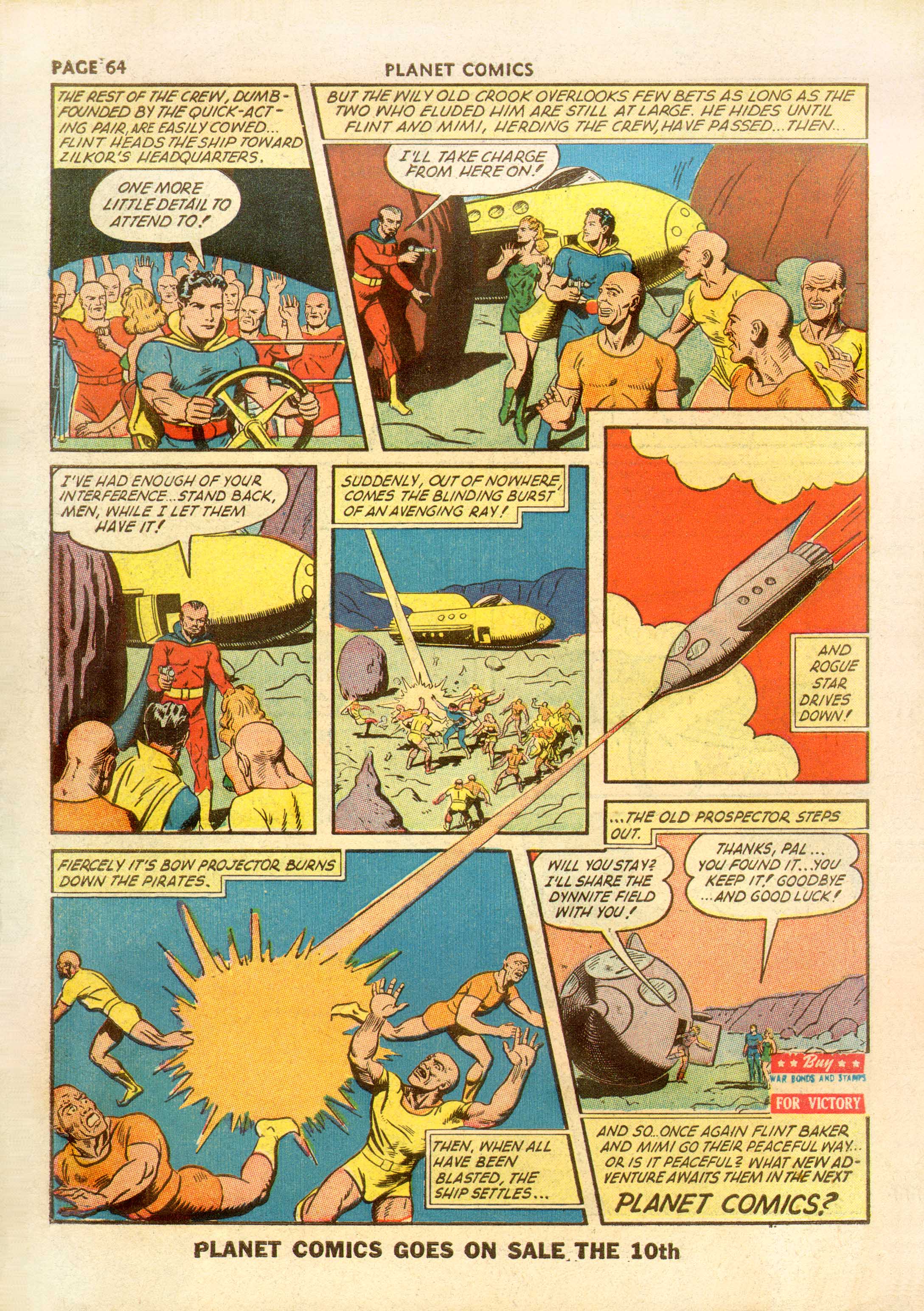 Planet Comics #23 (Fiction House), page 65. Public domain (US).
