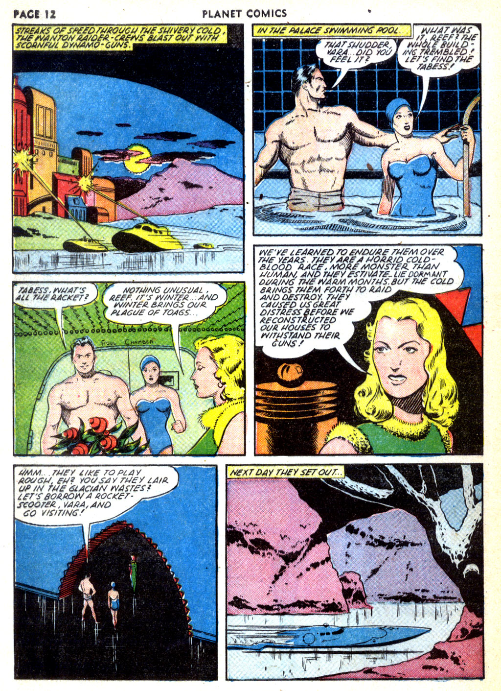 Planet Comics #24 (Fiction House), page 14. Public domain (US).