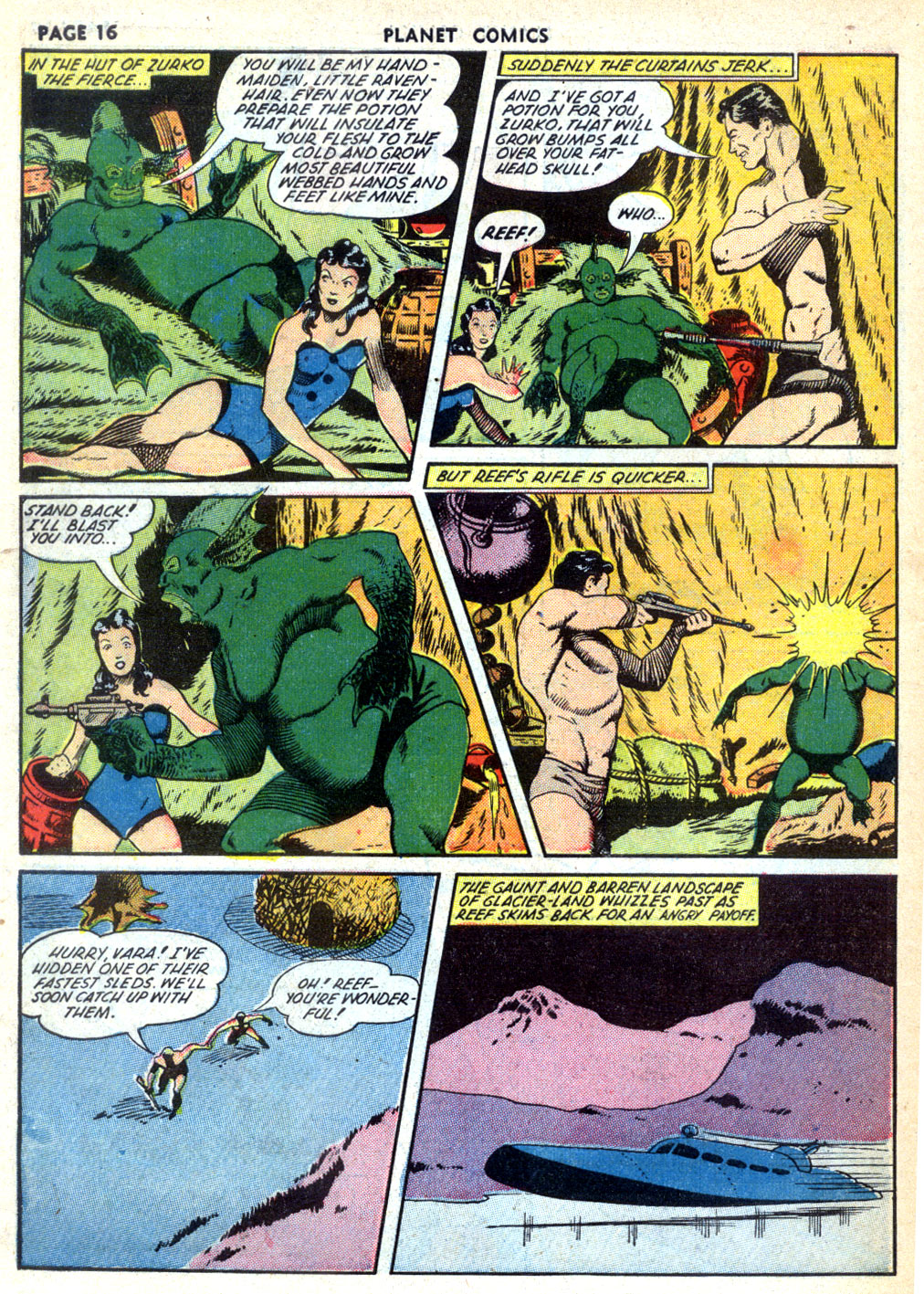 Planet Comics #24 (Fiction House), page 18. Public domain (US).