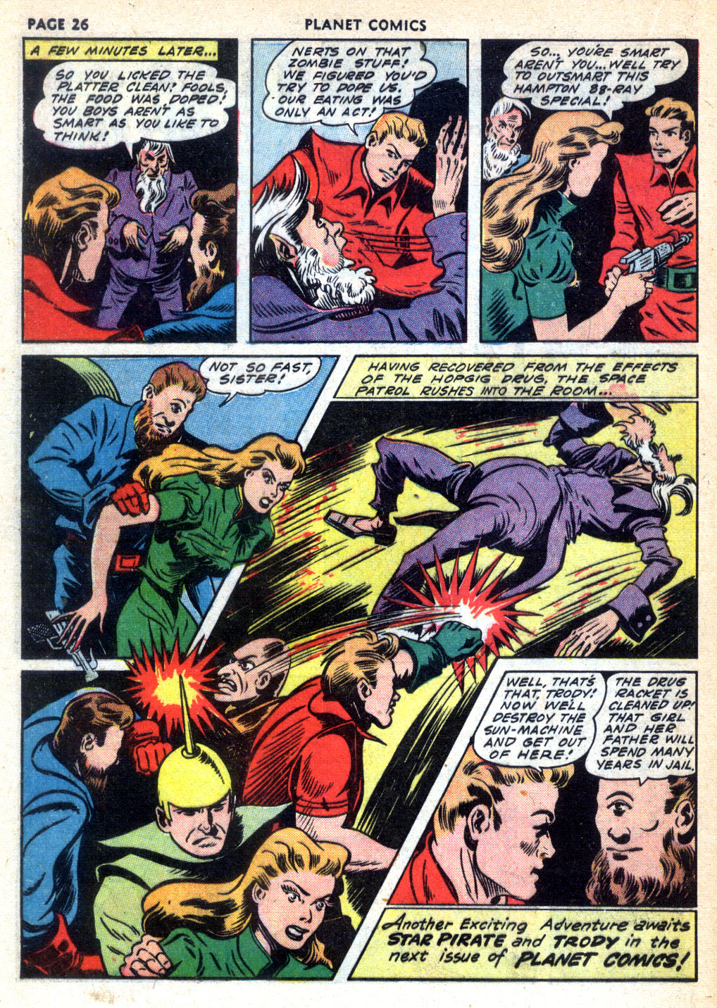 Planet Comics #24 (Fiction House), page 28. Public domain (US).