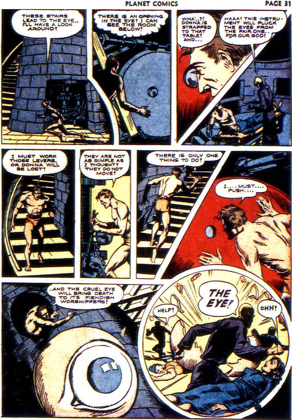 Planet Comics #24 (Fiction House), page 33. Public domain (US).
