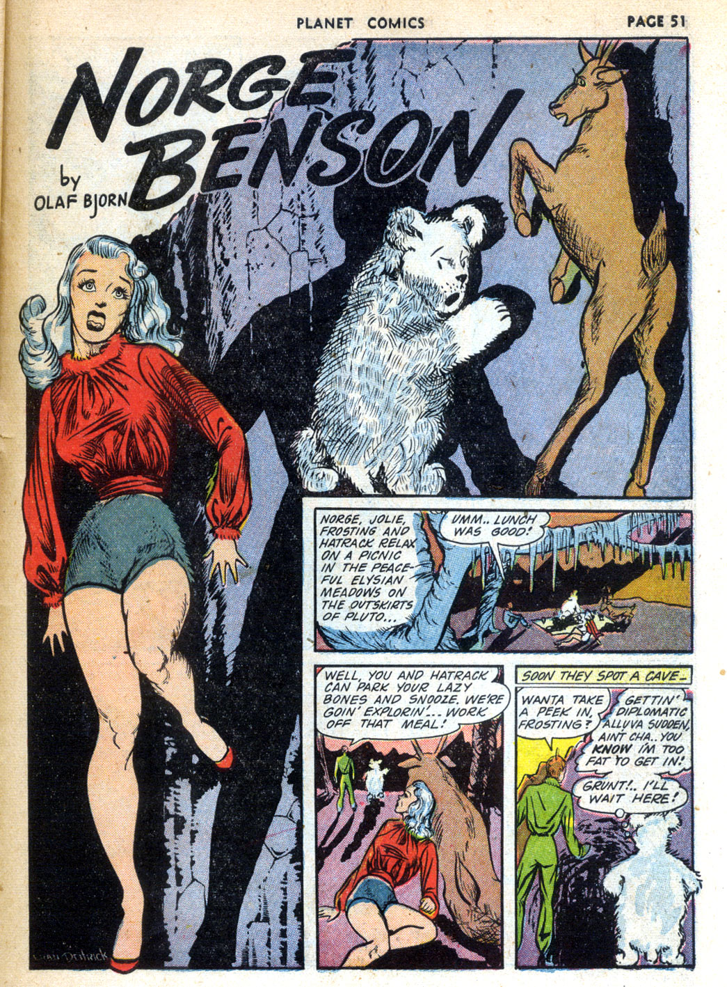 Planet Comics #24 (Fiction House), page 53. Public domain (US).