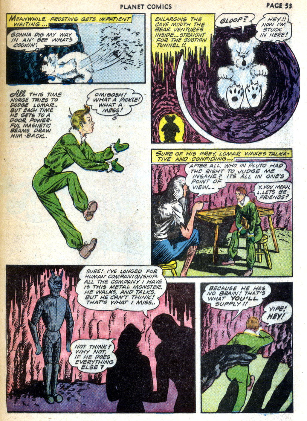 Planet Comics #24 (Fiction House), page 55. Public domain (US).
