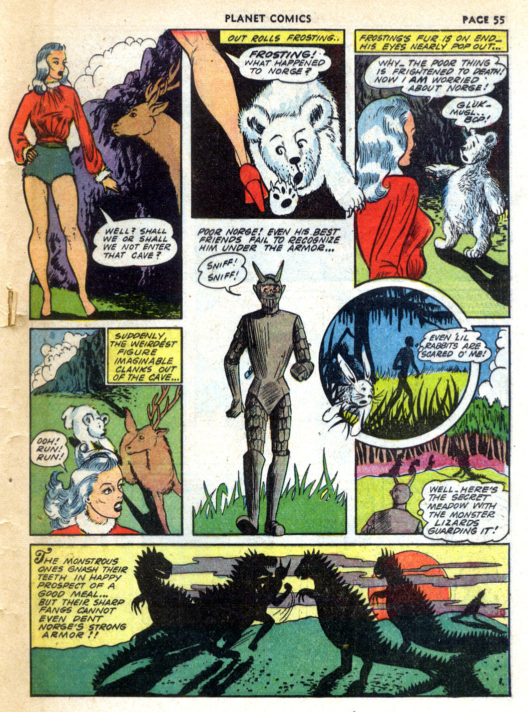 Planet Comics #24 (Fiction House), page 57. Public domain (US).