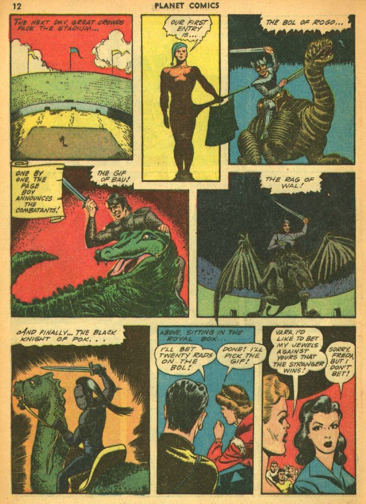 Planet Comics #25 (Fiction House), page 14. Public domain (US).