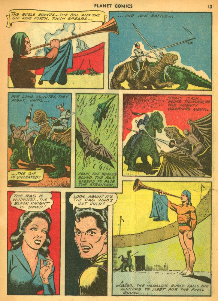 Planet Comics #25 (Fiction House), page 15. Public domain (US).