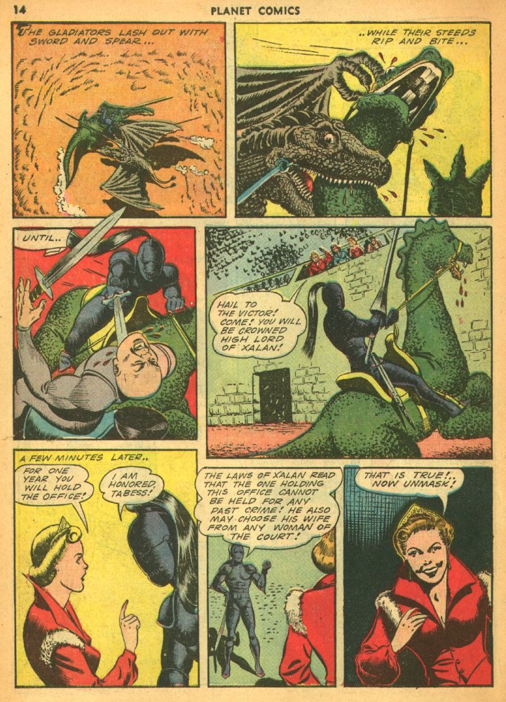 Planet Comics #25 (Fiction House), page 16. Public domain (US).