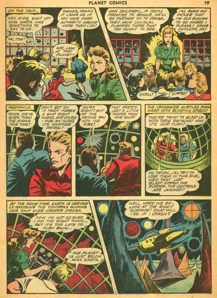 Planet Comics #25 (Fiction House), page 21. Public domain (US).