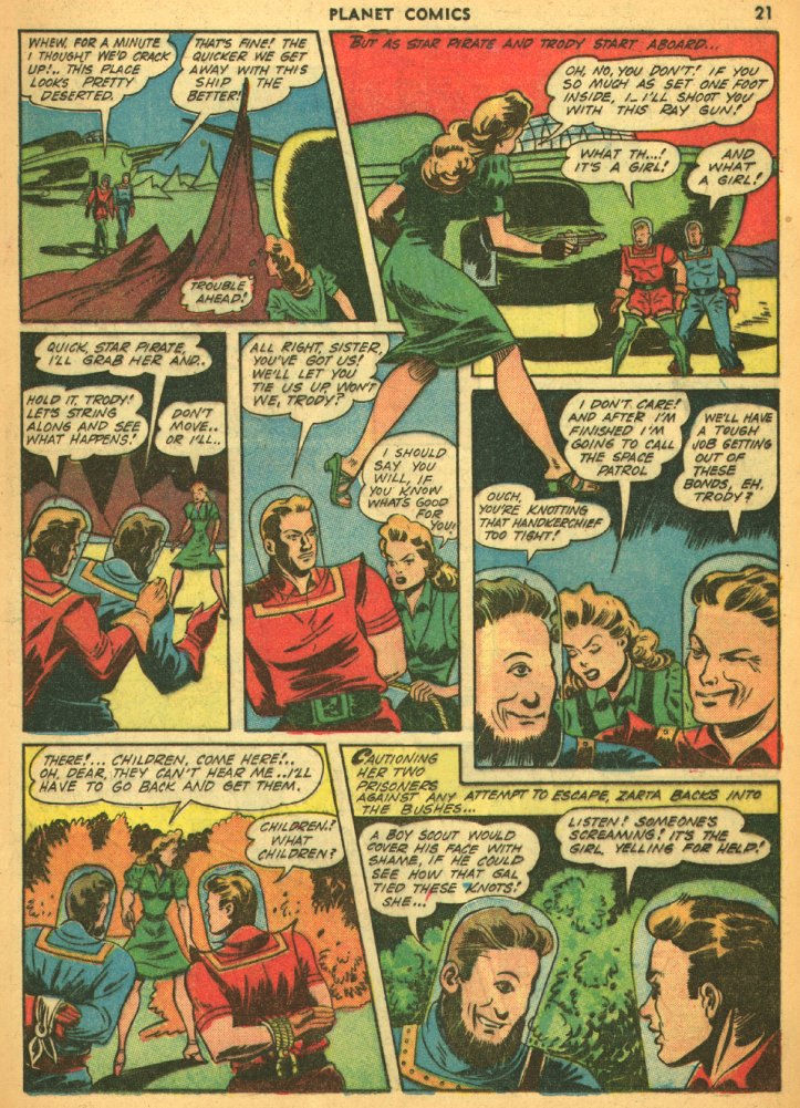 Planet Comics #25 (Fiction House), page 23. Public domain (US).
